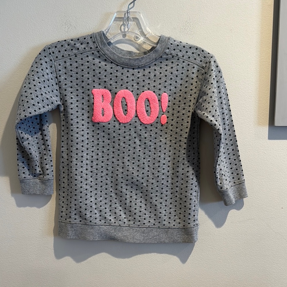 Gray Polka Dot‎ Kids Sweatshirt with Pink 'BOO!' Gap Girls Halloween